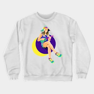 Pearl of Saturn girl by #Bizzartino Crewneck Sweatshirt